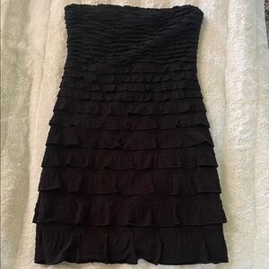Express Black Strapless Ruffle Dress